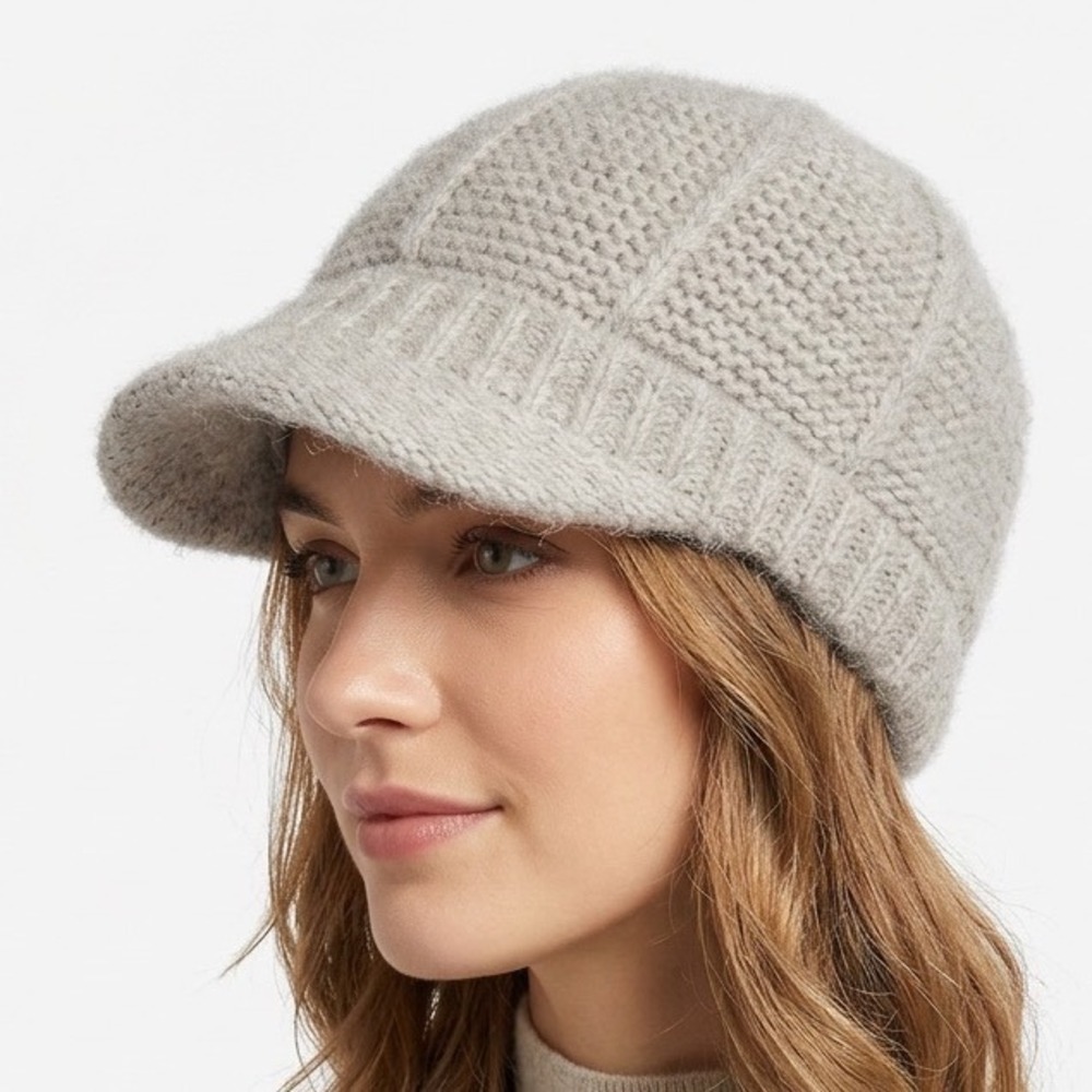 Scala Newsboy Cap Womens One Size Heather Gray‎ Tight Knit Winter Warm Wear
